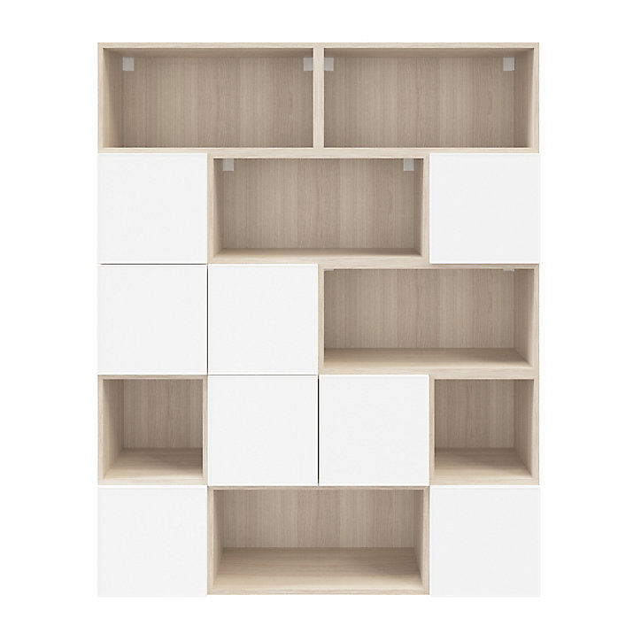 Étagère semi-ouverte effet chêne et blanc mat GoodHome Atomia H. 187,5 x L. 150 x P. 37 cm