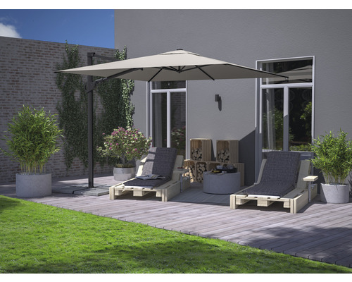 Soluna Orléans zweefparasol, 300 x 300 cm, vierkant, ecru