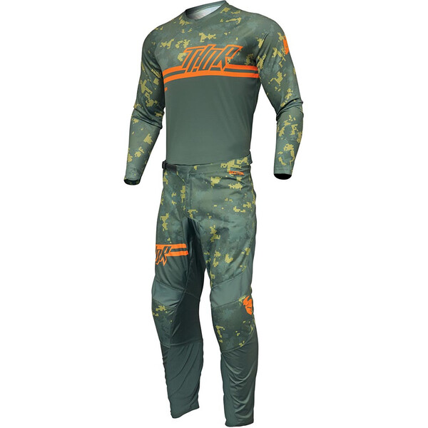 Thor Motocross - Maillot Sector Digi Camo Noir / Camouflage Vert / Orange