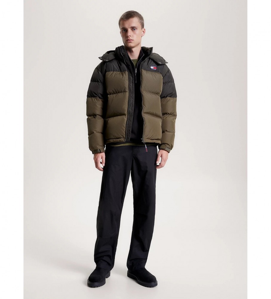 Jaqueta Tommy Jeans Alaska acolchoada, bloco de cor verde