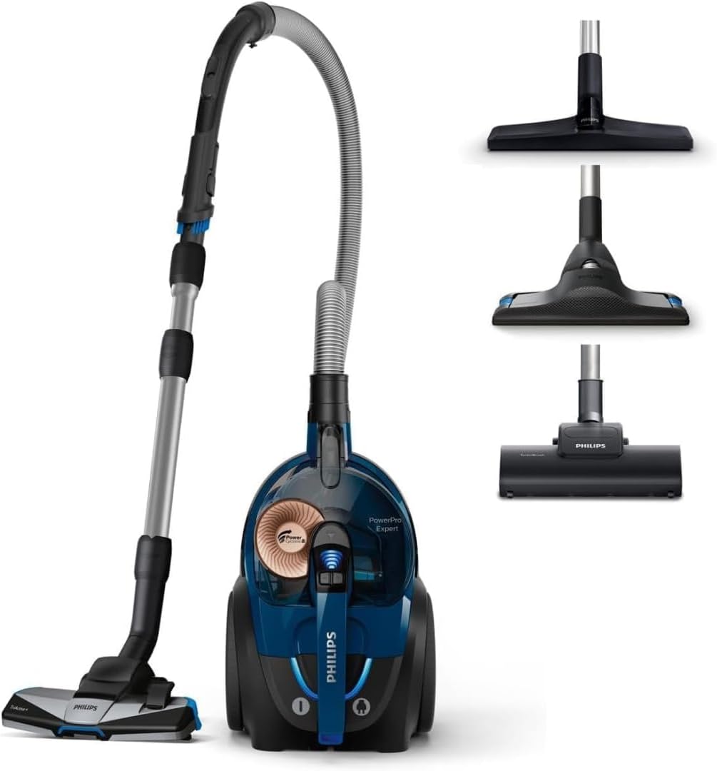 Philips PowerPro Expert Beutelloser Staubsauger – Kompakt, 900-W-Motor, PowerCyclone 8 Technologie für starke Saugleistung, Multi-Oberflächen-Reinigung, Allergy Lock, Super Turbo Bürste (FC9745/09)