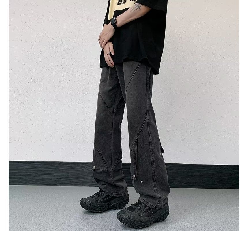 emeisa - High Waist Washed Wide Leg Cargo Jeans