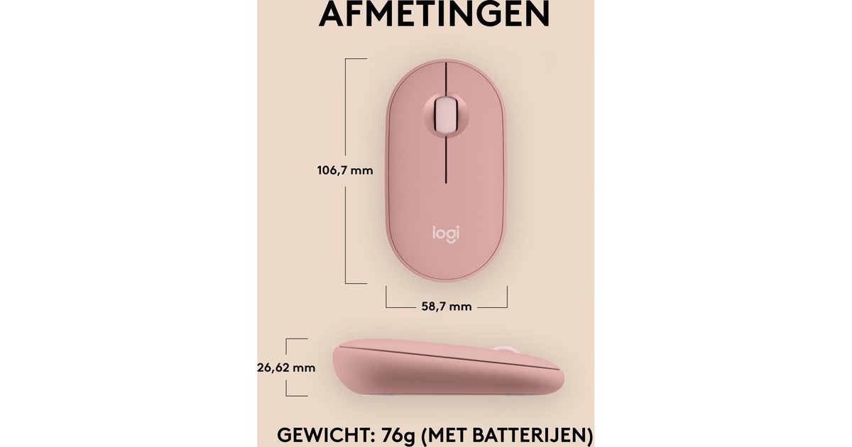 LogitechPebble Mouse 2 M350s  (Roze)