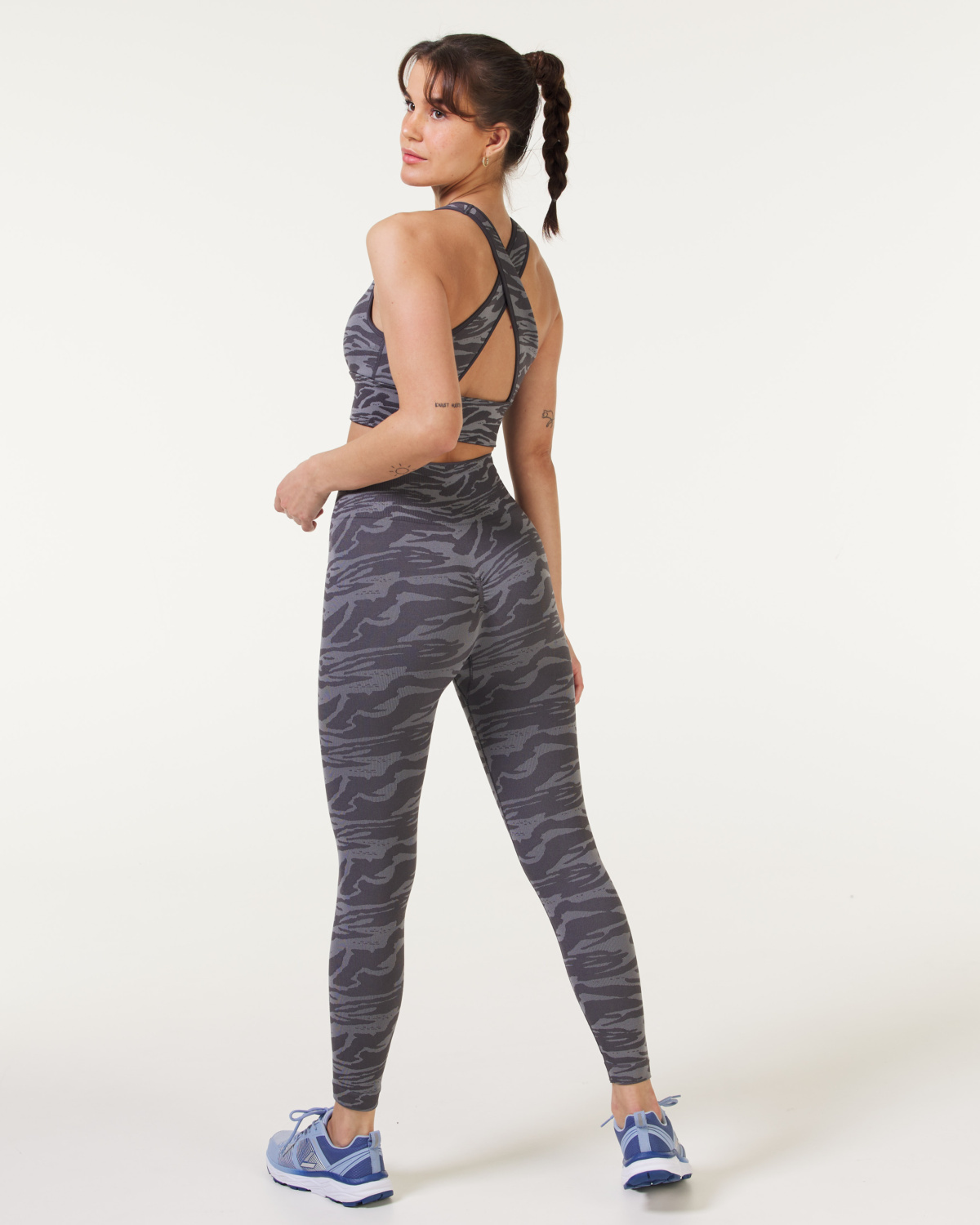 LEVITY Zebra Seamless Scrunch Tights Dark Grey Zebra