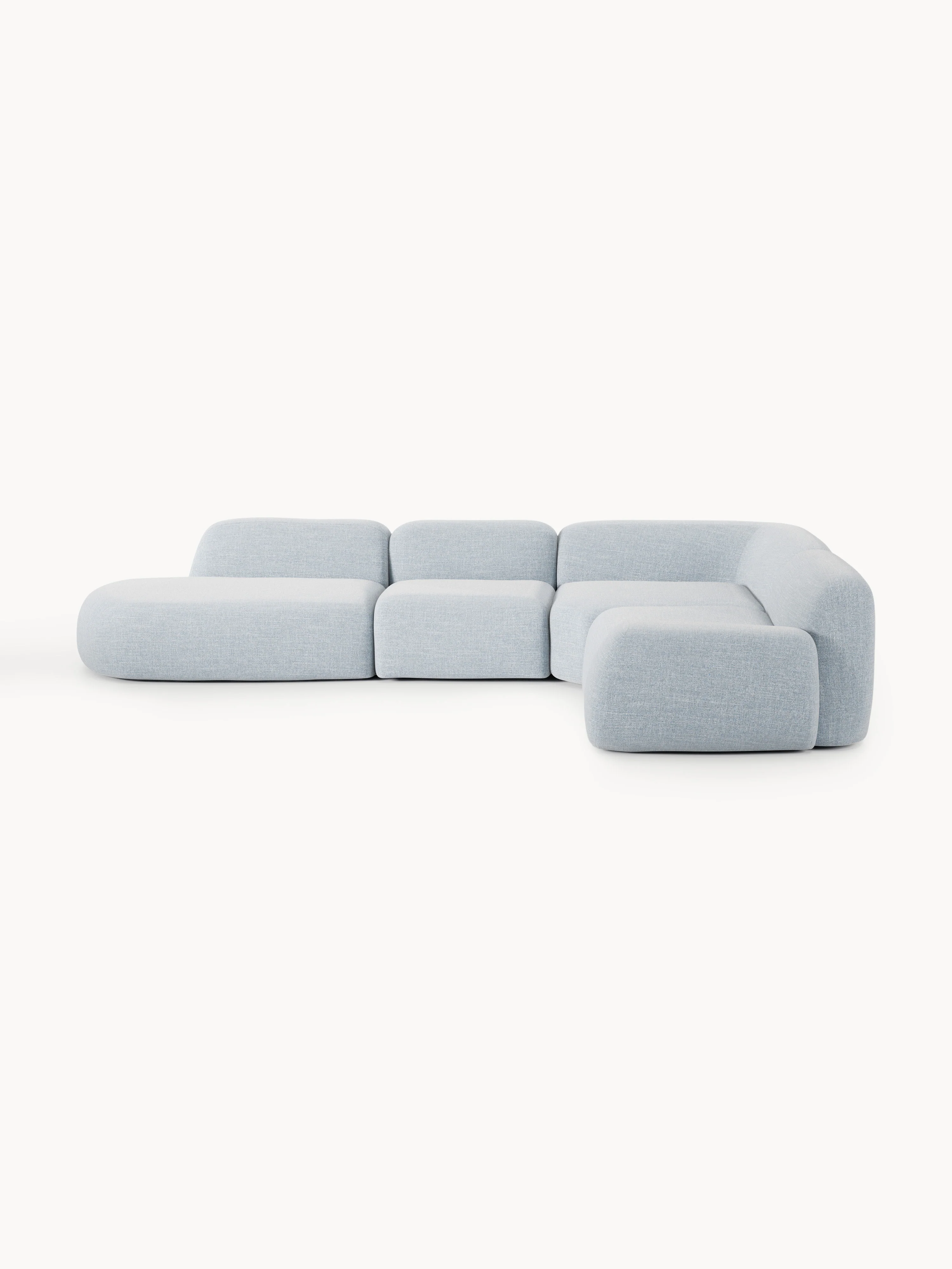 Modulaire bouclé XL hoekbank Wolke met chaise longue