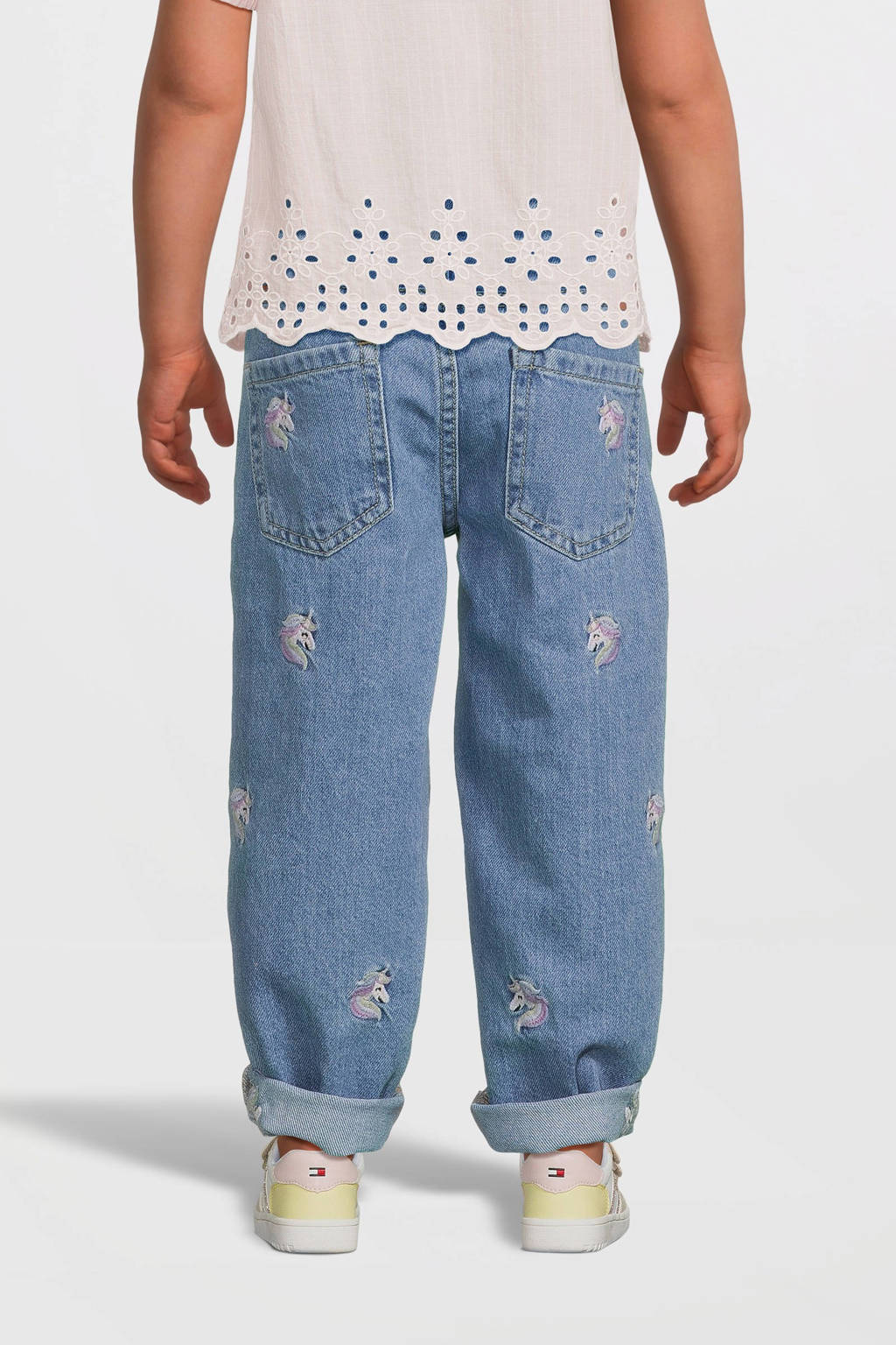 NAME IT loose fit jeans NMFBELLA met eenhoorns light blue denim