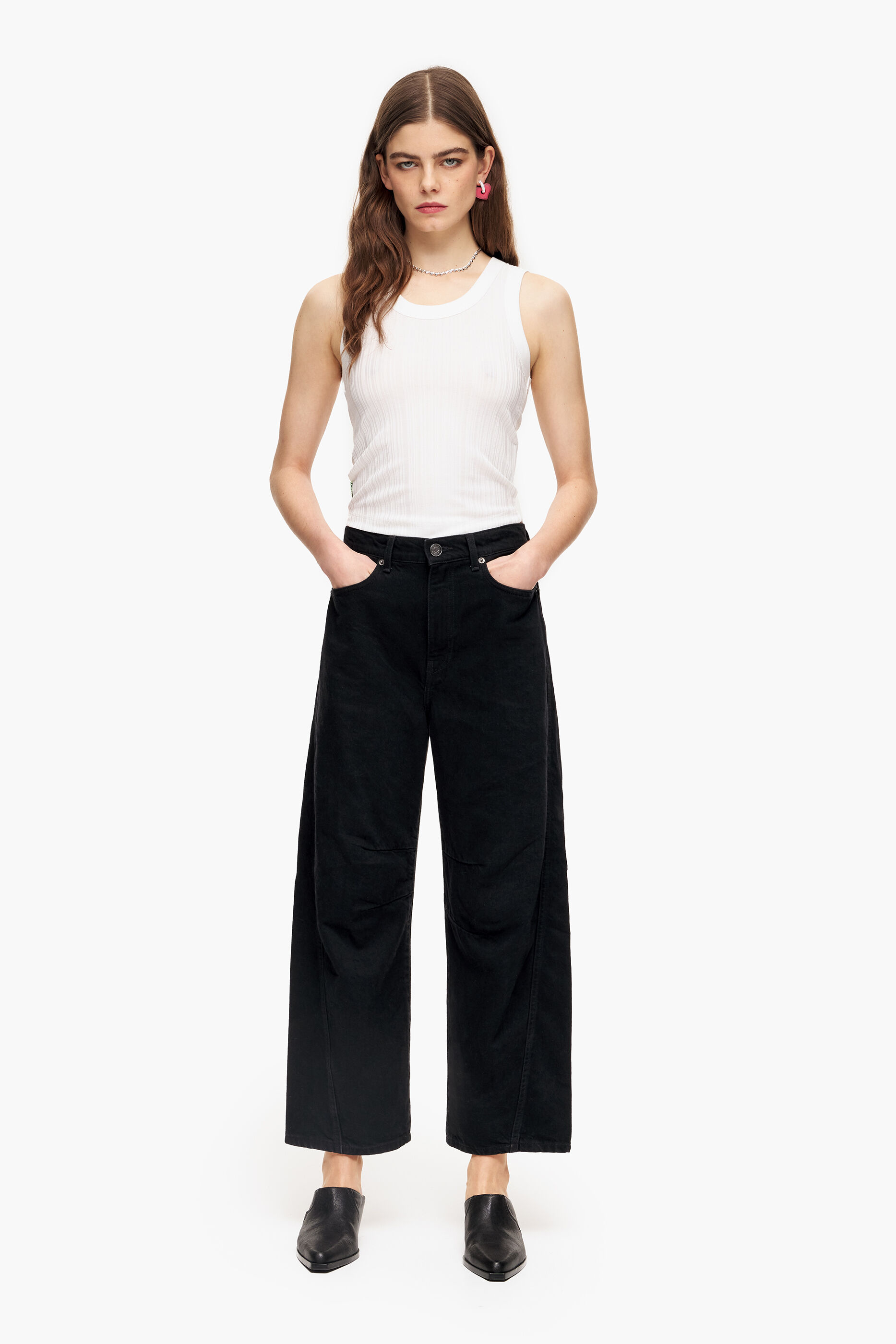 BARREL - Calça jeans preta reta