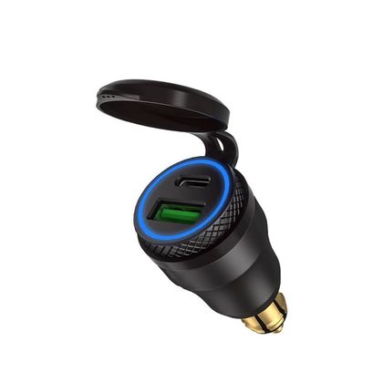 Adaptateur allume cigare Tecno globe DIN USB ET USB-C Universel - Noir
