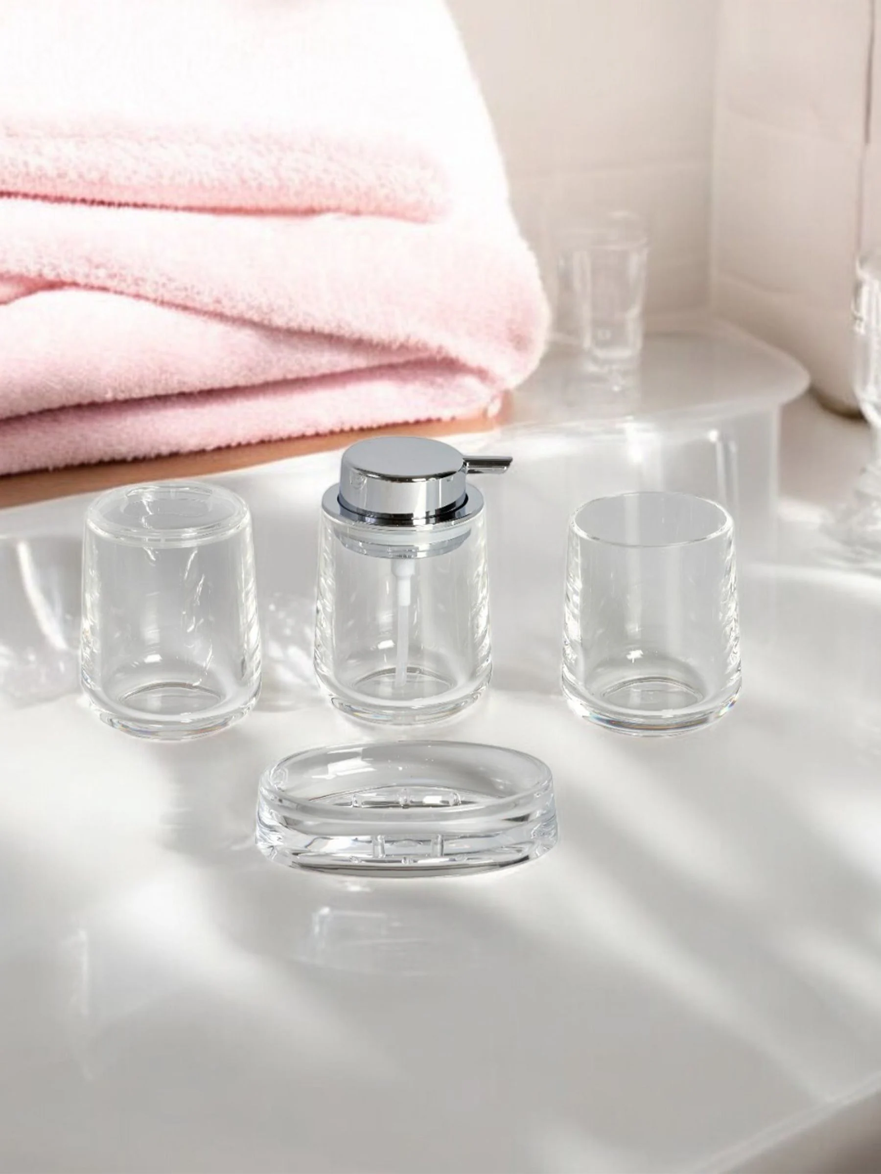 Showerdrape 4 Piece Clarion Acrylic Bathroom Accessory Set