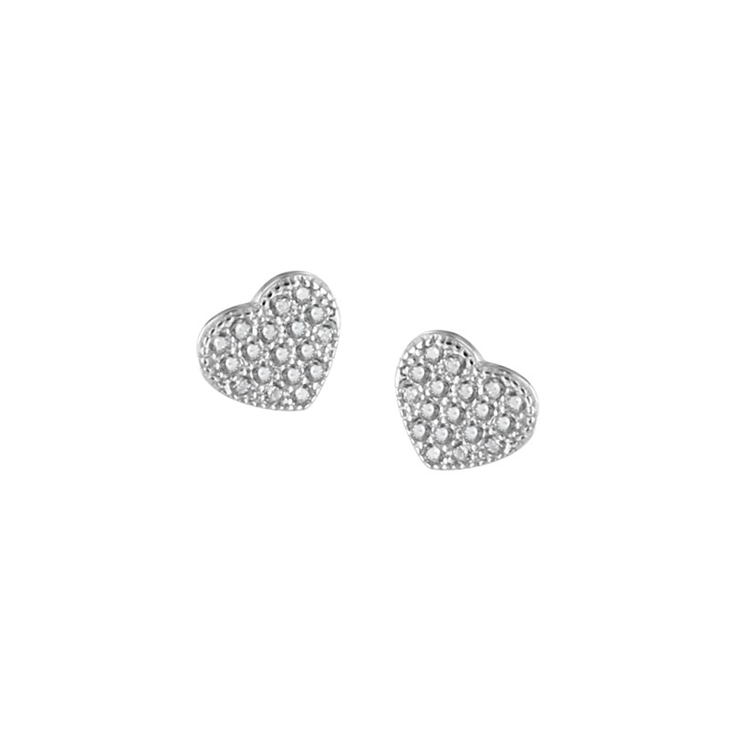 Boucles d'oreilles coeur en argent 925 rhodié et oxyde de zirconium