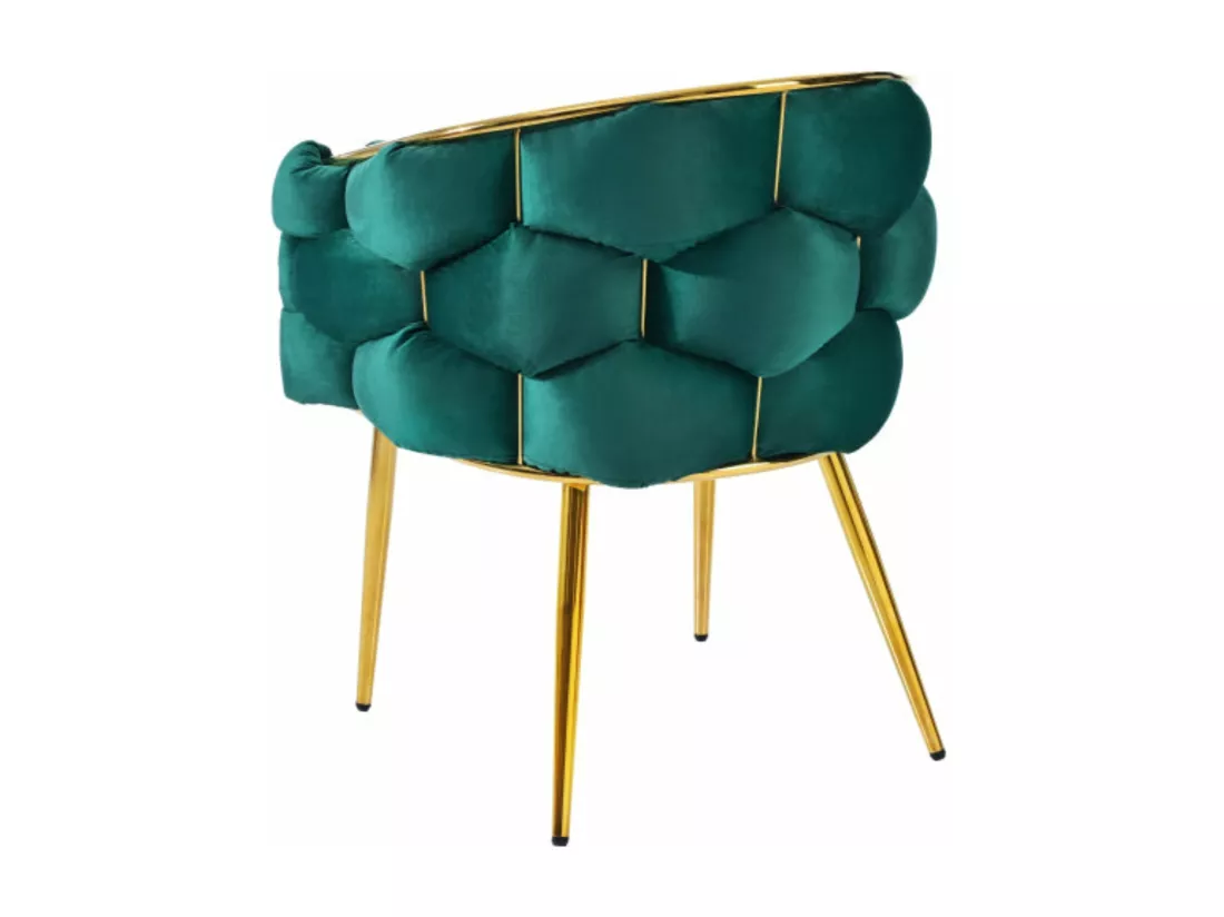 Chaise à bulles en velours, pieds dorés, vert,d50cm×h80cm