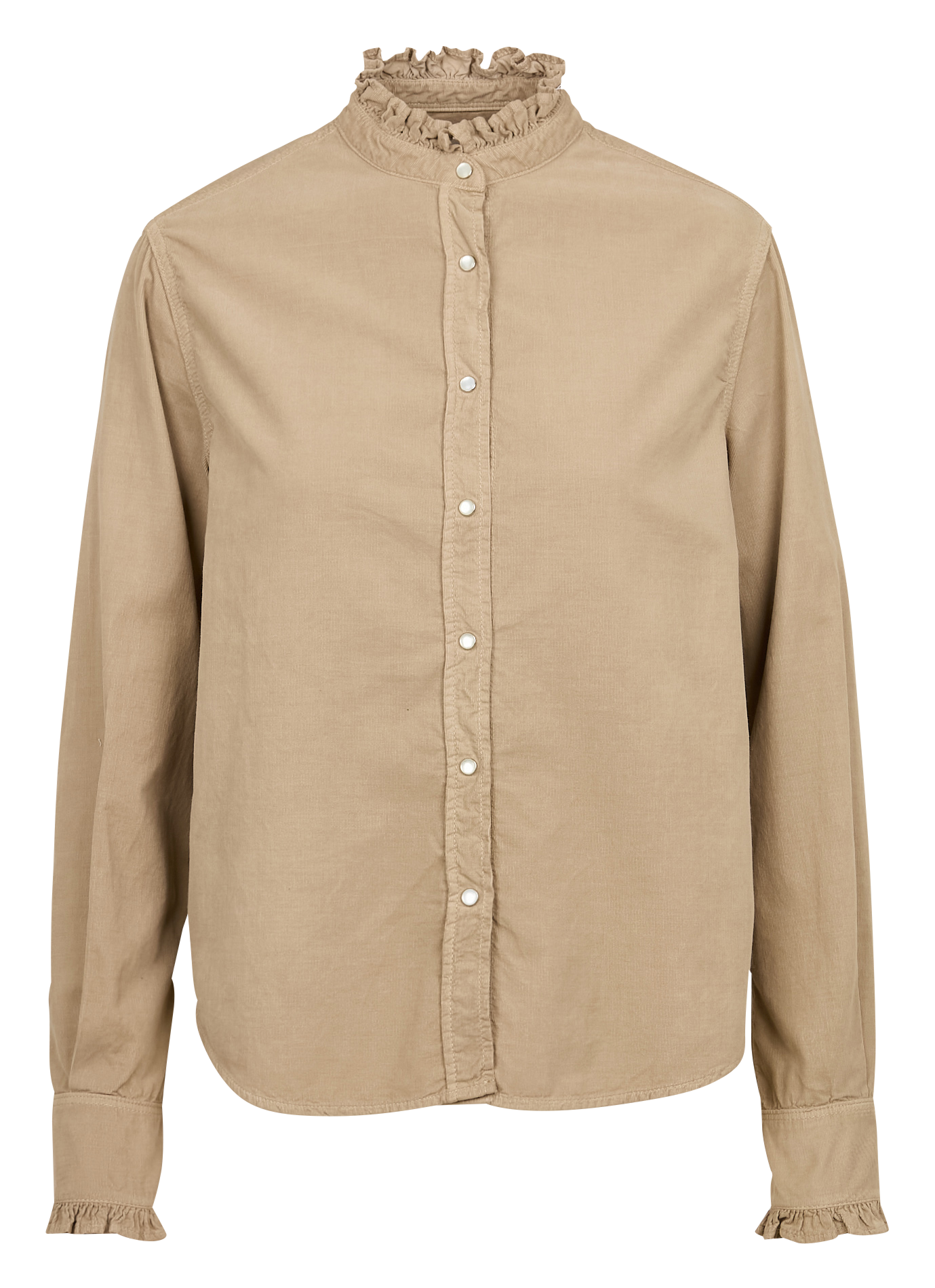 GABY - Chemise col victorien en velours de coton côtelé| Beige
