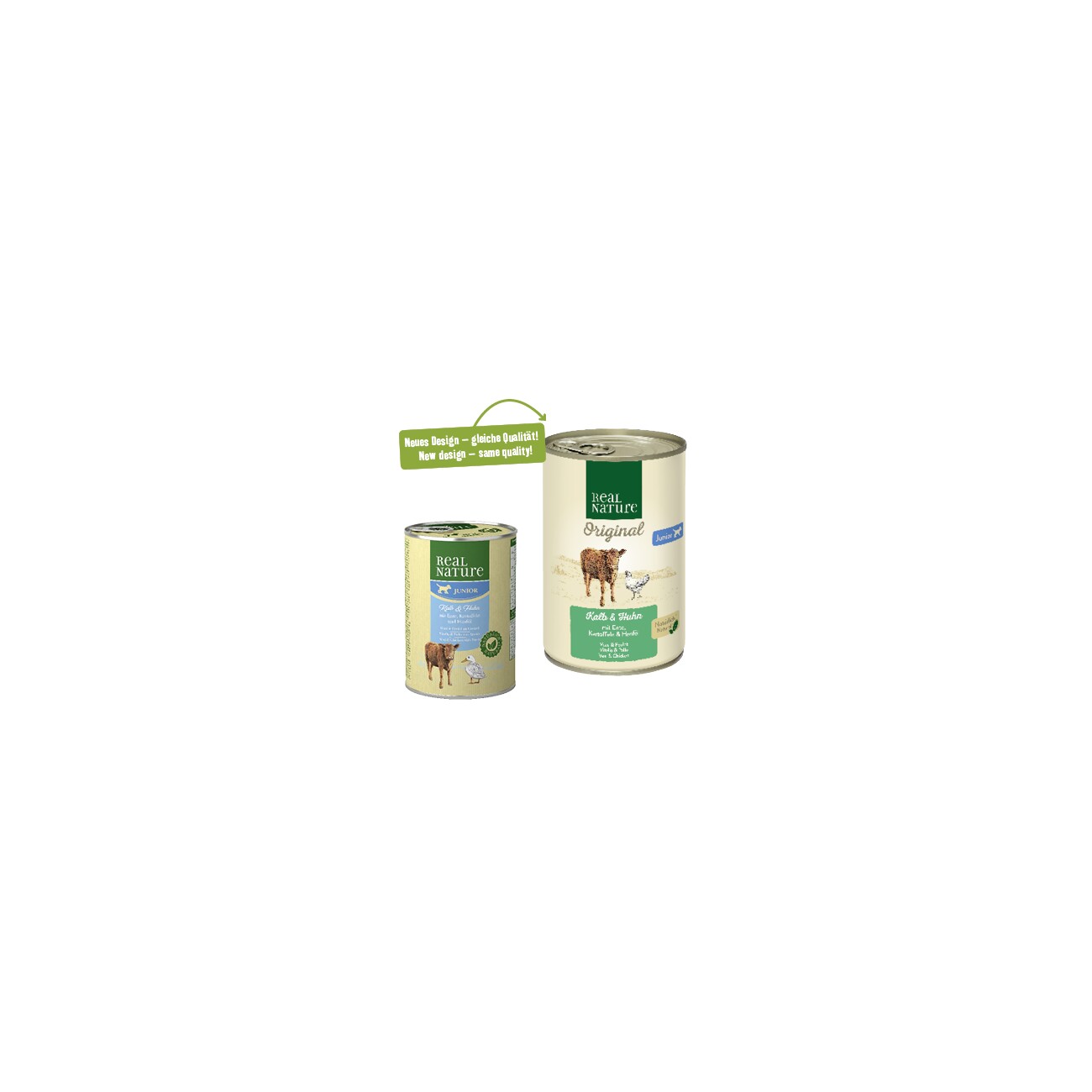 REAL NATURE Nassfutter Hund, Junior, Kalb und Huhn 6x400 g