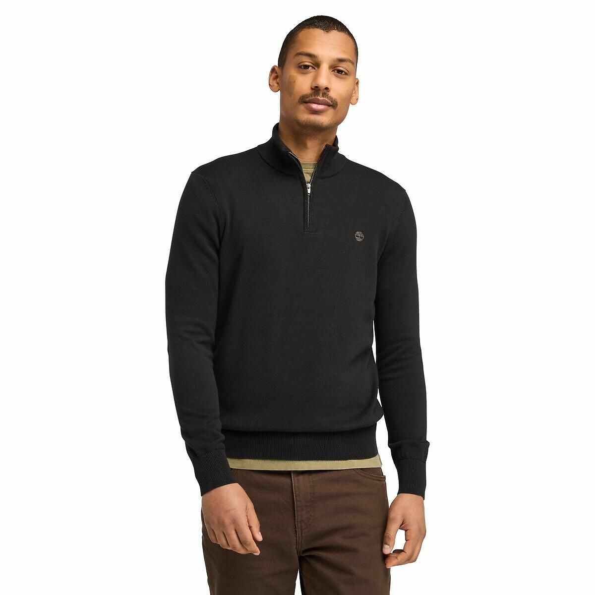TIMBERLAND<br>Suéter regular de algodão, gola alta com zíper