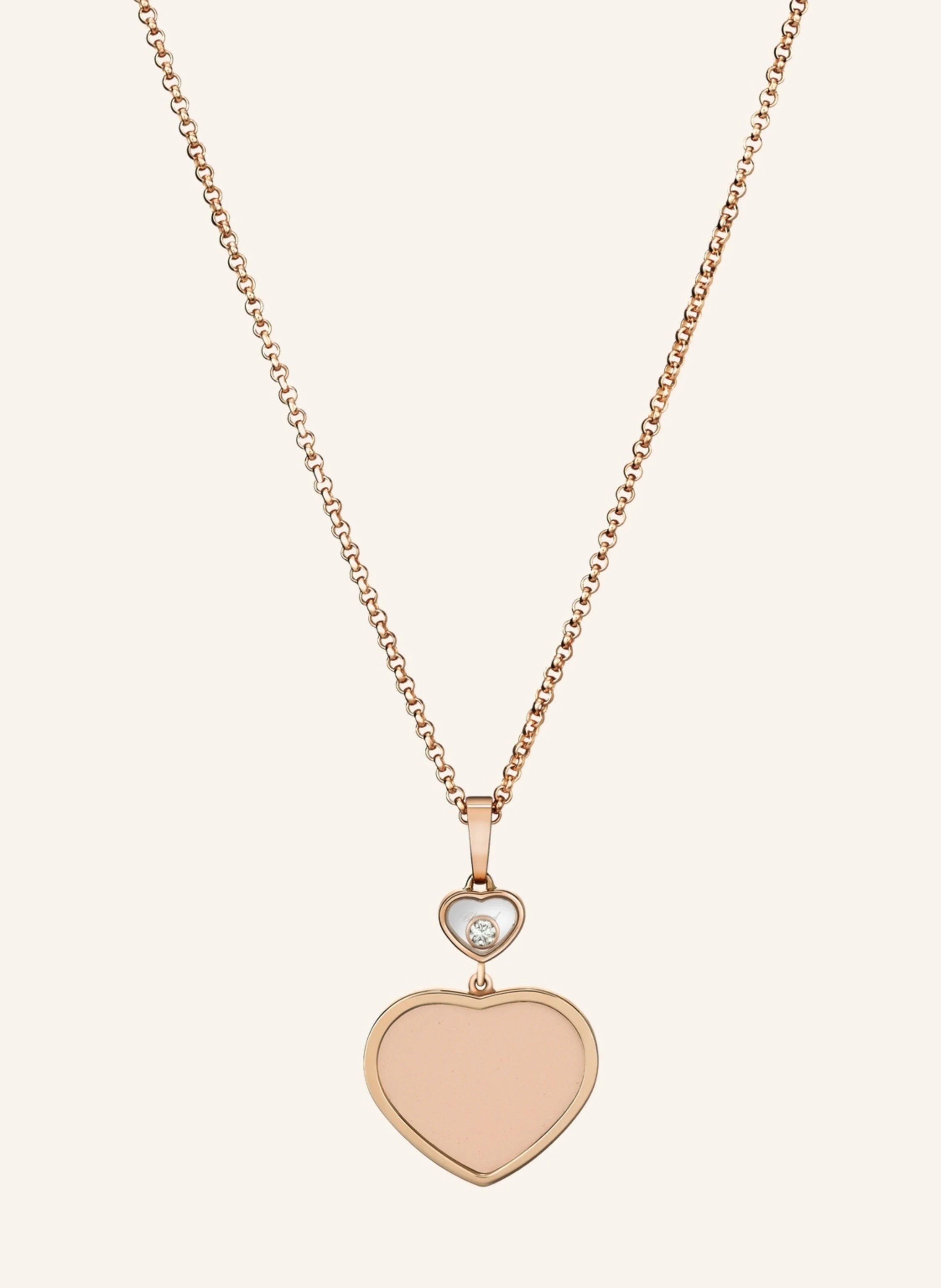 Chopard Anhänger HAPPY HEARTS Anhänger aus 18 Karat Roségold, Diamanten und rosa Stein