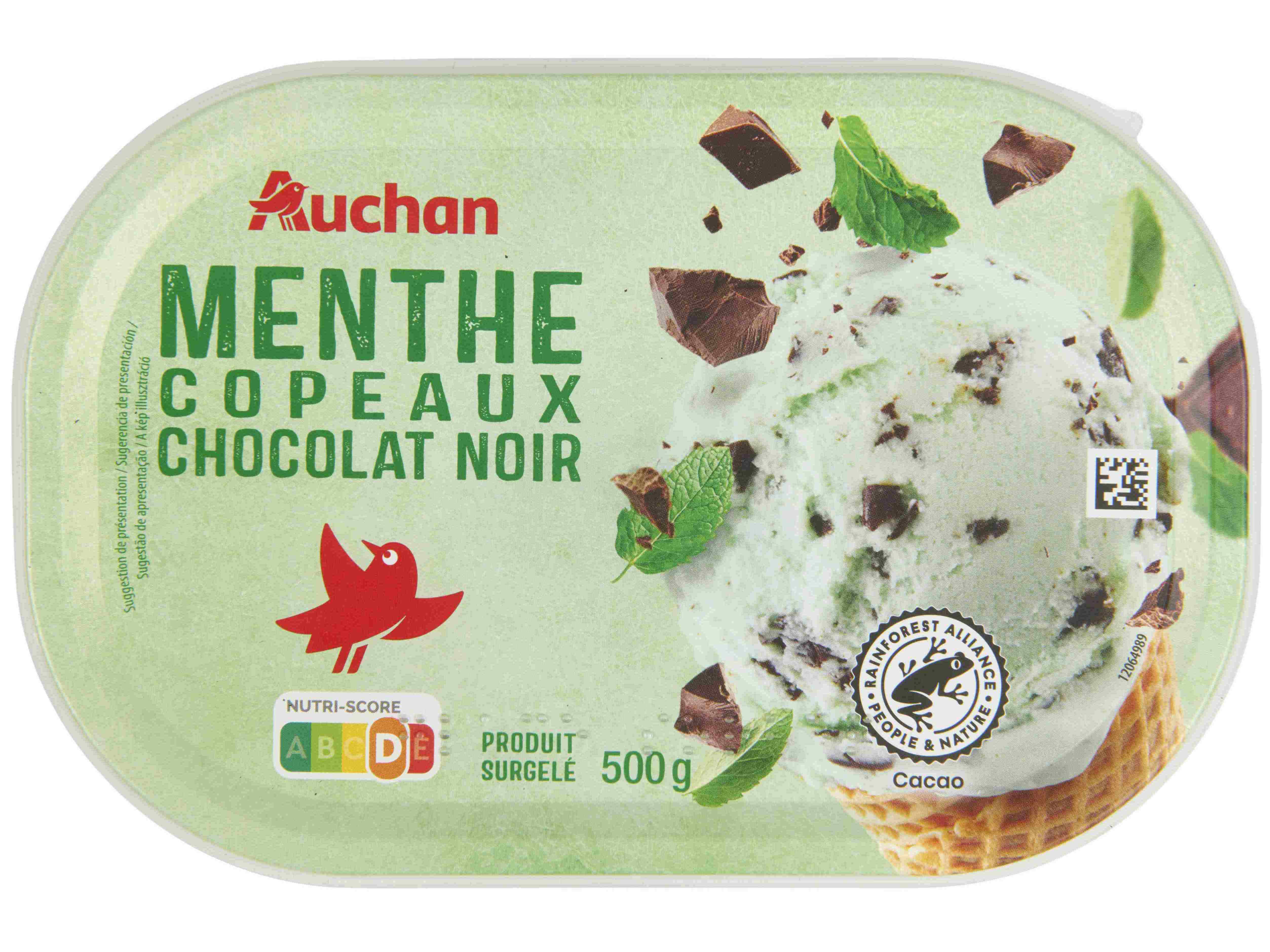 GELADO AUCHAN MENTA E CHOCOLATE PRETO 1L