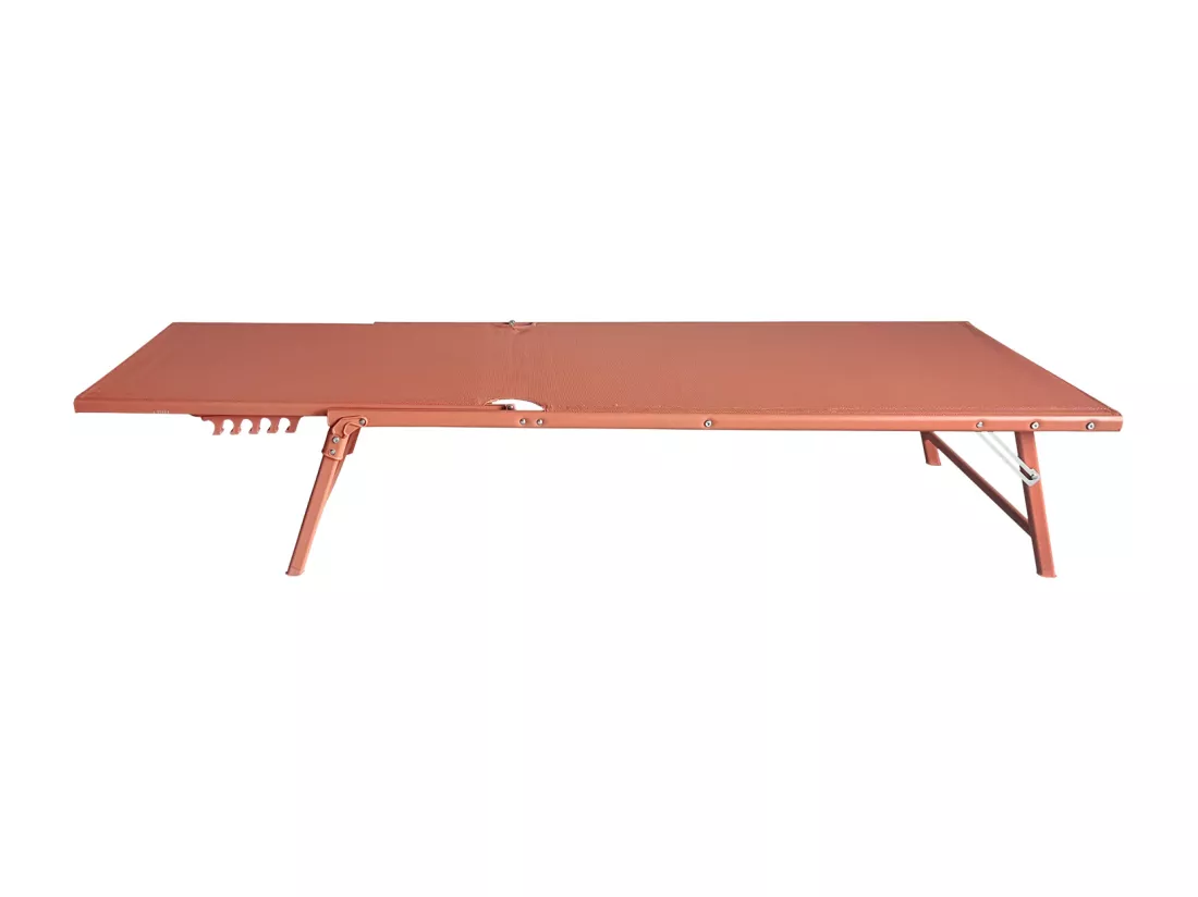 Lot de 2 bains de soleil pliants SICILIA en textilène terracotta - structure terracotta