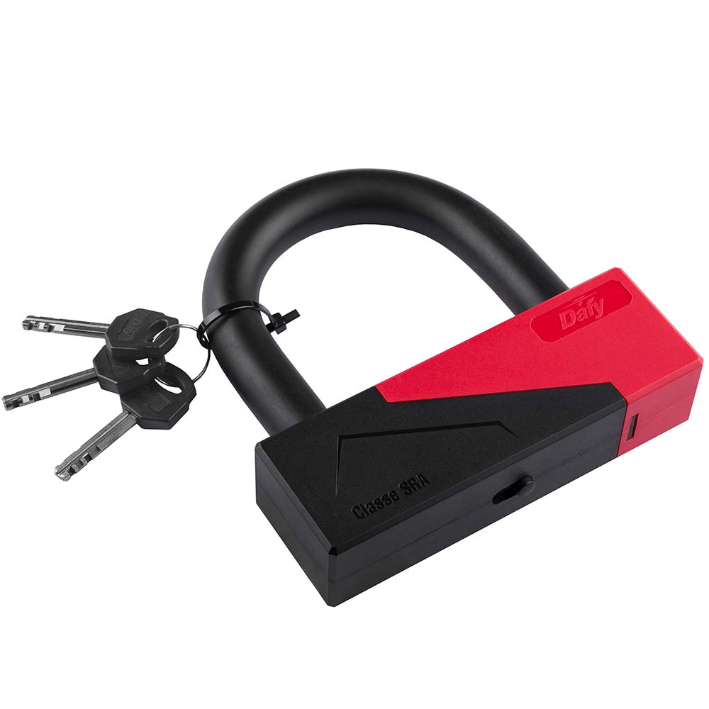 Dafy Moto - Antivol en U - 84 x 90 mm SRA Rouge / Noir