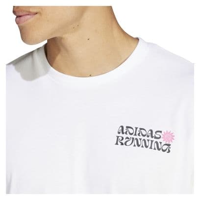 Maillot manches courtes Unisexe adidas Performance Running Blanc Rose