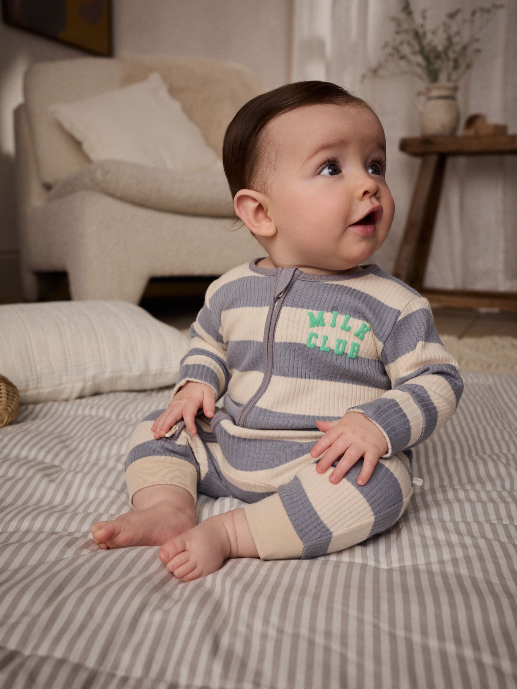 Milk Club naturel - Set van 3 baby pyjama's zonder voetjes met tweewegrits van katoen (0mnd-3jr)