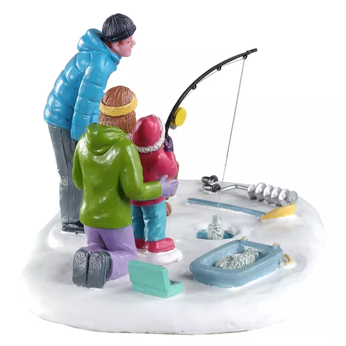 Personnages Lemax Son premier poisson!