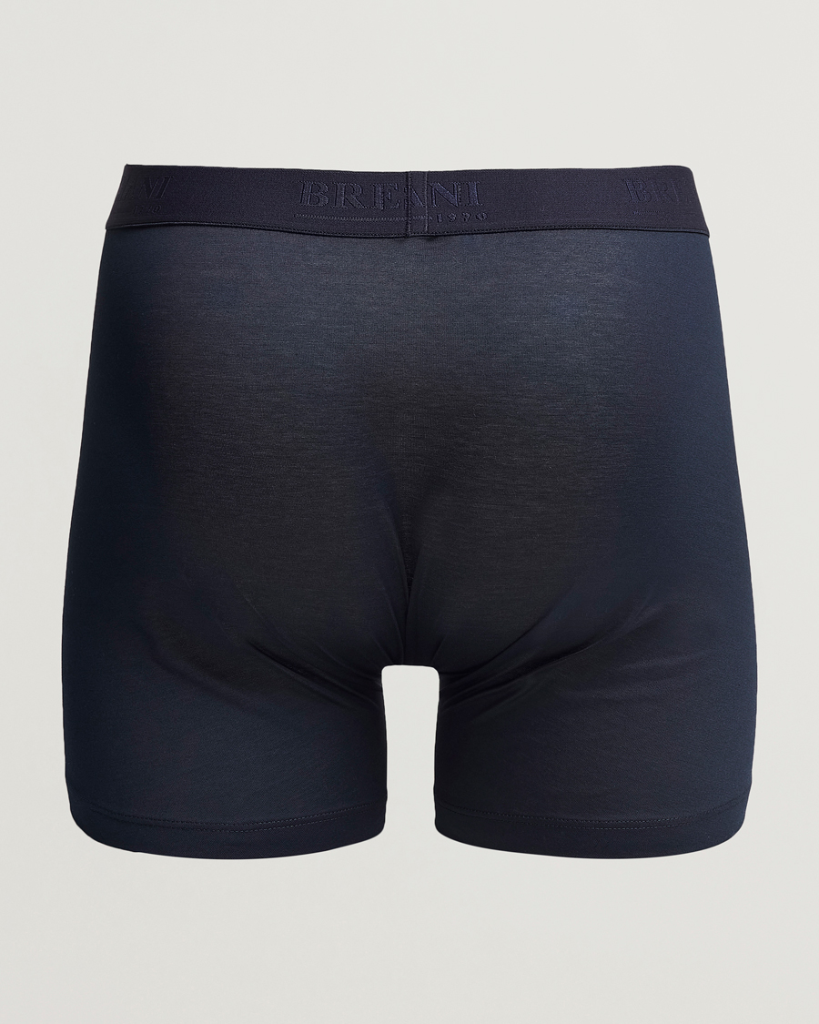 Bresciani Cotton Boxer Trunk Navy