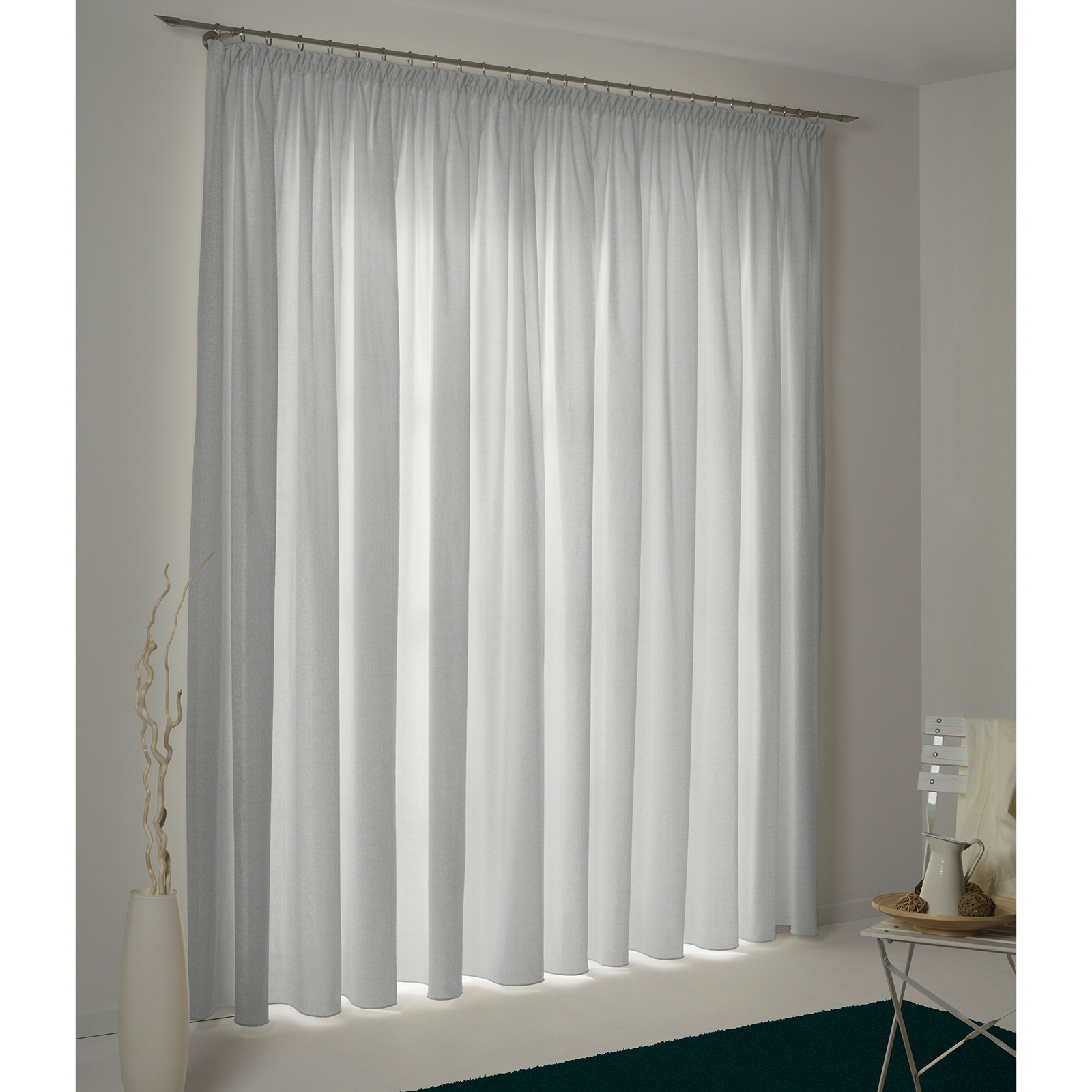 Einzelschal mit Kräuselband UNI COLLECTION LIGHT - hellgrau - 145x145 cm