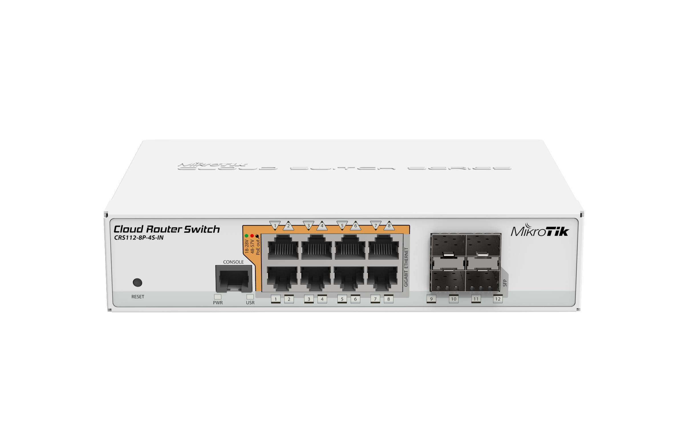 PoE Switch CRS112-8P-4S-IN 12 Port<br>Cloud Router Switch mit PoE-Out und 4x SFP