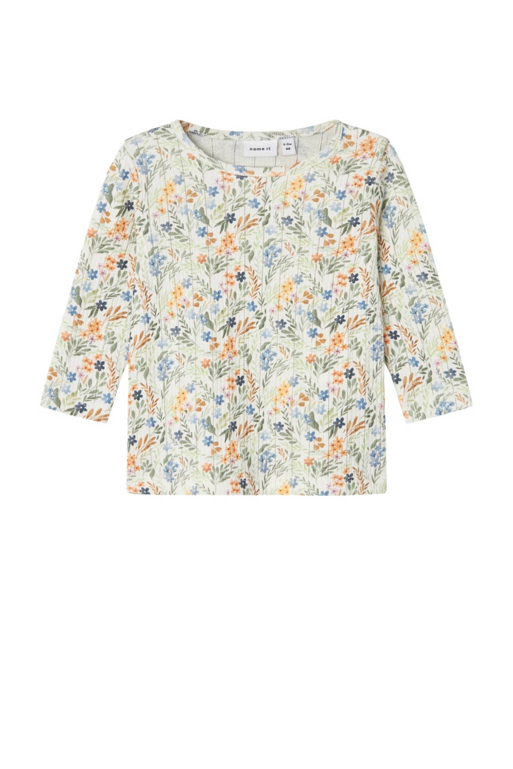 NAME IT baby gebloemde longsleeve NBFKEJSA beige/groen/blauw