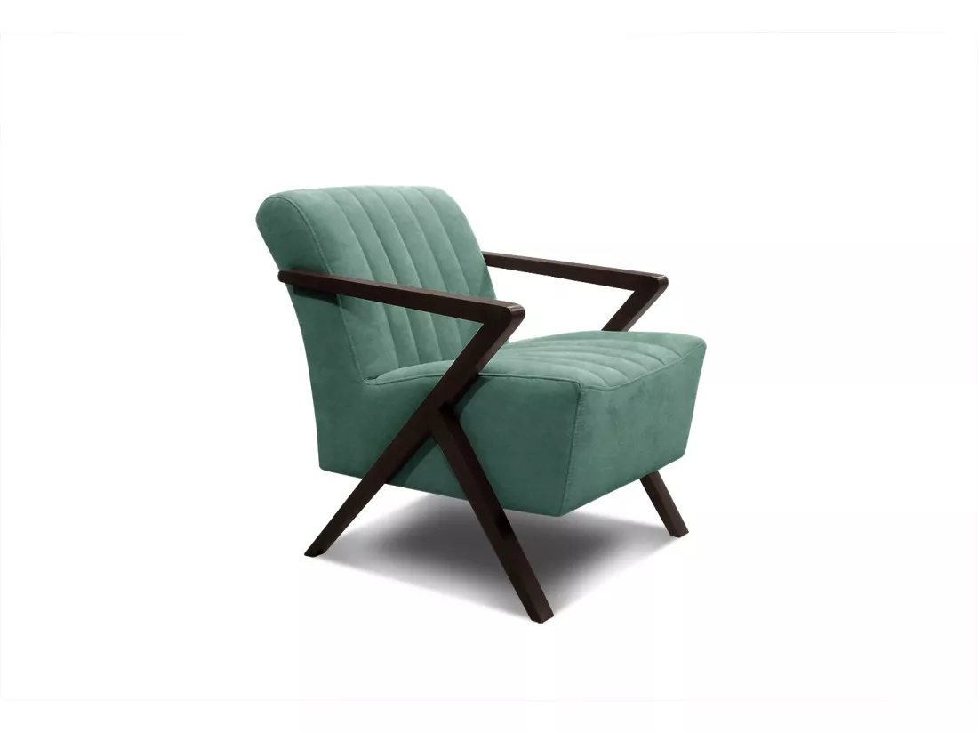Fauteuil fixe Lebron, tissu vert émeraude