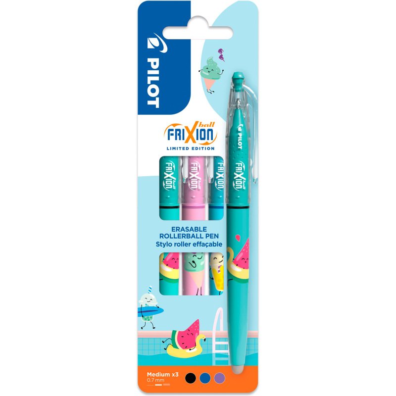 Stylo roller Pilot FriXion Ball Pool Party - Pochette de 3