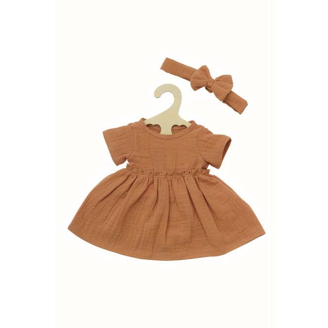 Puppenkleid und Stirnband - Musselin - Größe 35 - 45 cm