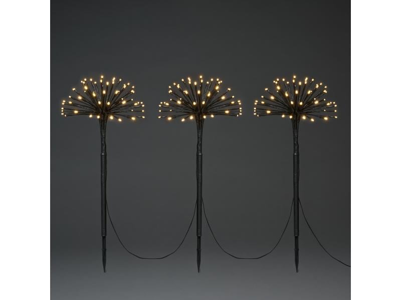 Konstsmide LED Spiessleuchte, 50 cm, Schwarz, 3er Set Pusteblumen mit Erdspiessen