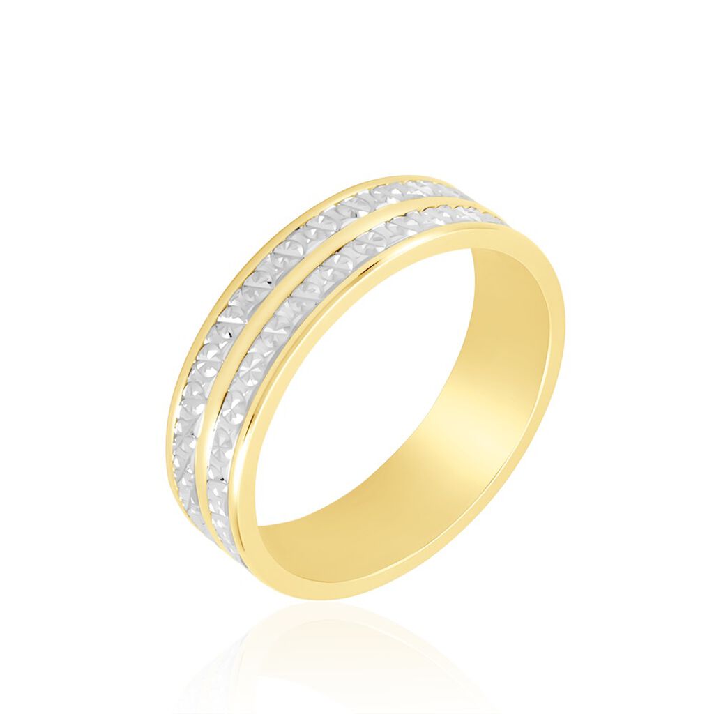 Alliance Clarisse 2 Rangs Diamantes Ruban Plat Or Bicolore