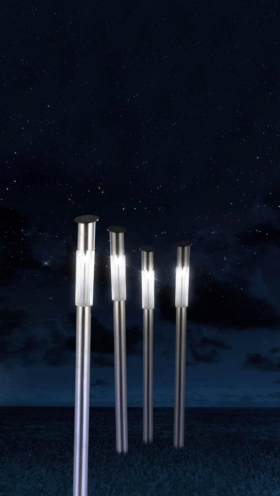 LED-Solarleuchten - Edelstahl - 70 cm