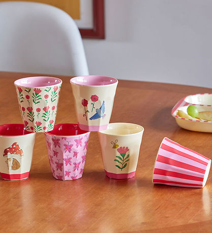 Rice Kopper - Melamin - 6 stk. - 160 ml - Pink/Happy Forest