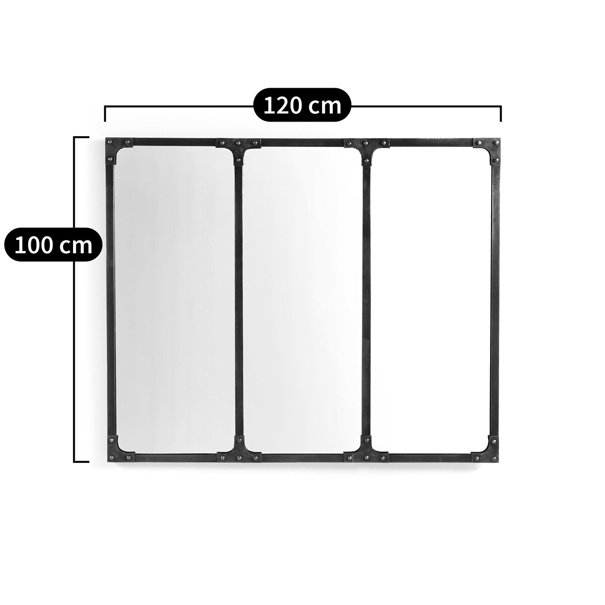 LA REDOUTE INTERIEURS<br>Espelho industrial em ferro 120x100 cm, Lenaig