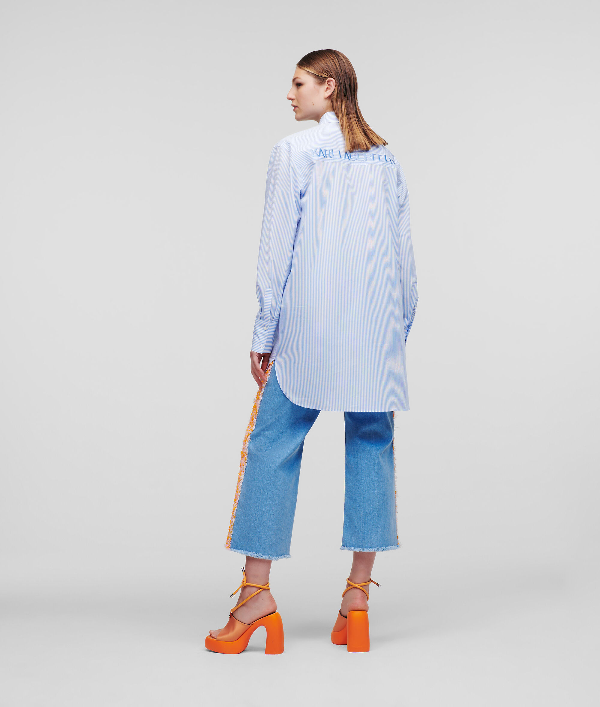 CHEMISE TUNIQUE À RAYURES AVEC BRODERIE KARL CERCLE