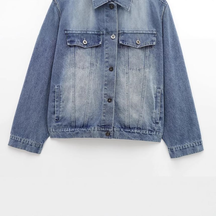 Avauntgardo - Gewassen denim jasje met kraag en knoopjes