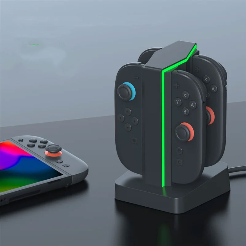 (4-fach) Ladestation Charging Dock für Nintendo Switch 2 Joy-Cons mit LED-Anzeige - Schwarz