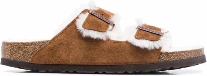Birkenstock Arizona Shearling Slippers Mink Regular fit | Bruin | Suède