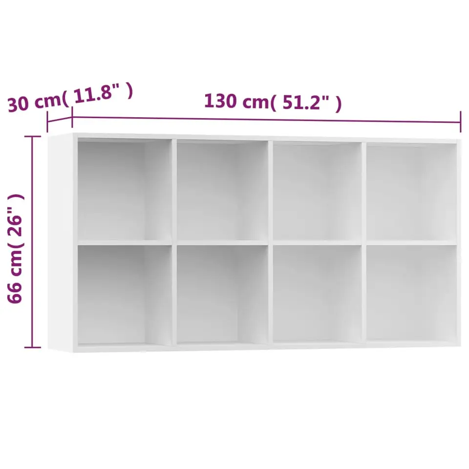 vidaXL - Boekenkast - Wit - Bewerkt hout - 66 x 30 x 130 cm