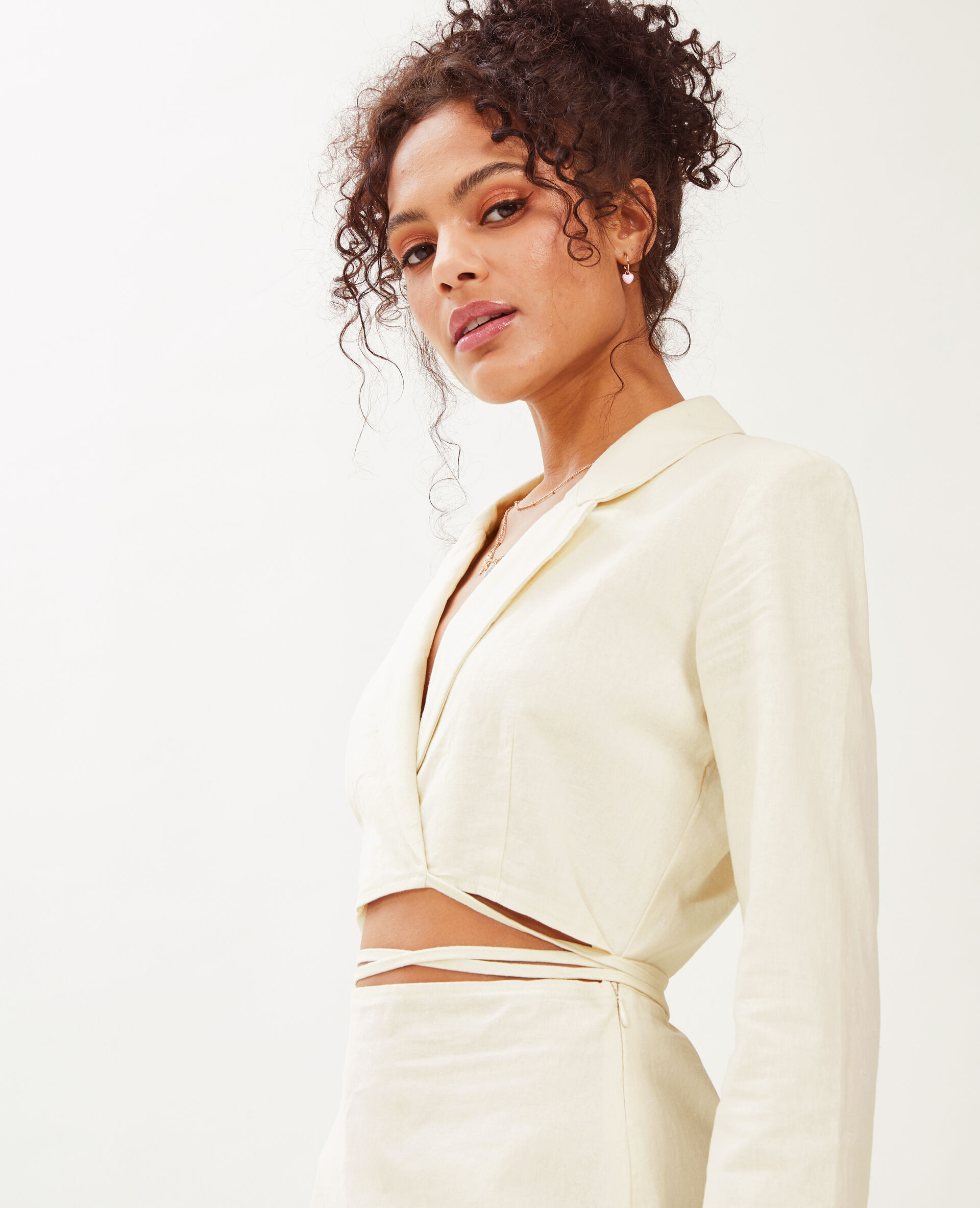 Robe blazer cache-cœur - Blanc