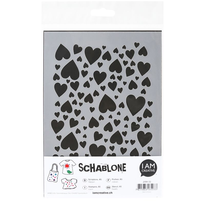 I AM CREATIVE Schablone Herzen, 25 cm