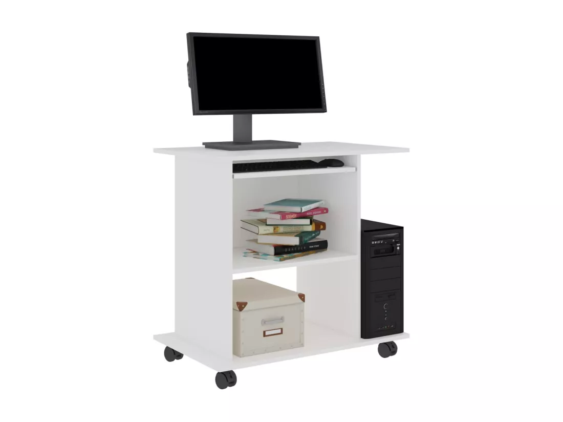 Bureau d'ordinateur Blanc 80x50x75 cm Aggloméré