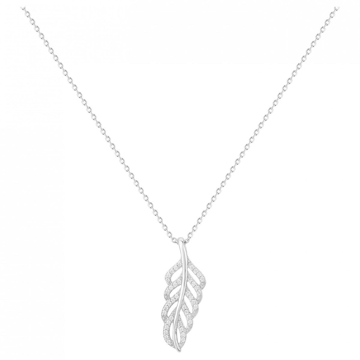 Collier mono-motif en Argent avec oxyde de zirconium blanc
