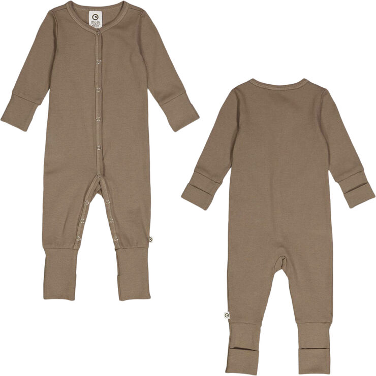 Müsli by Green Cotton Rib bodysuit Walnut