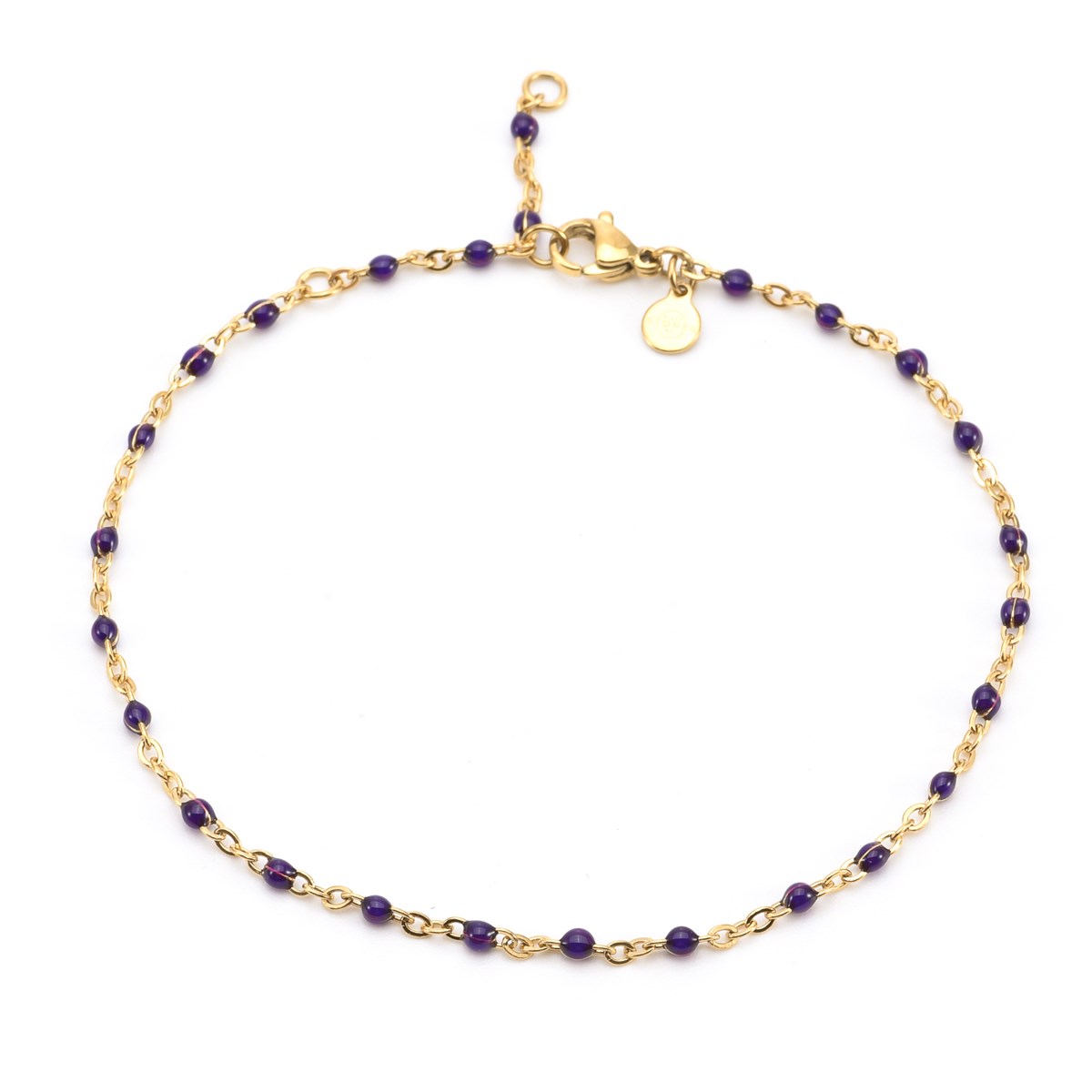 Sixty Stones - 60 - Chaîne De Cheville Chaine Doré Et Petite Pierre Mauve - 25 X 0,4 Cm-