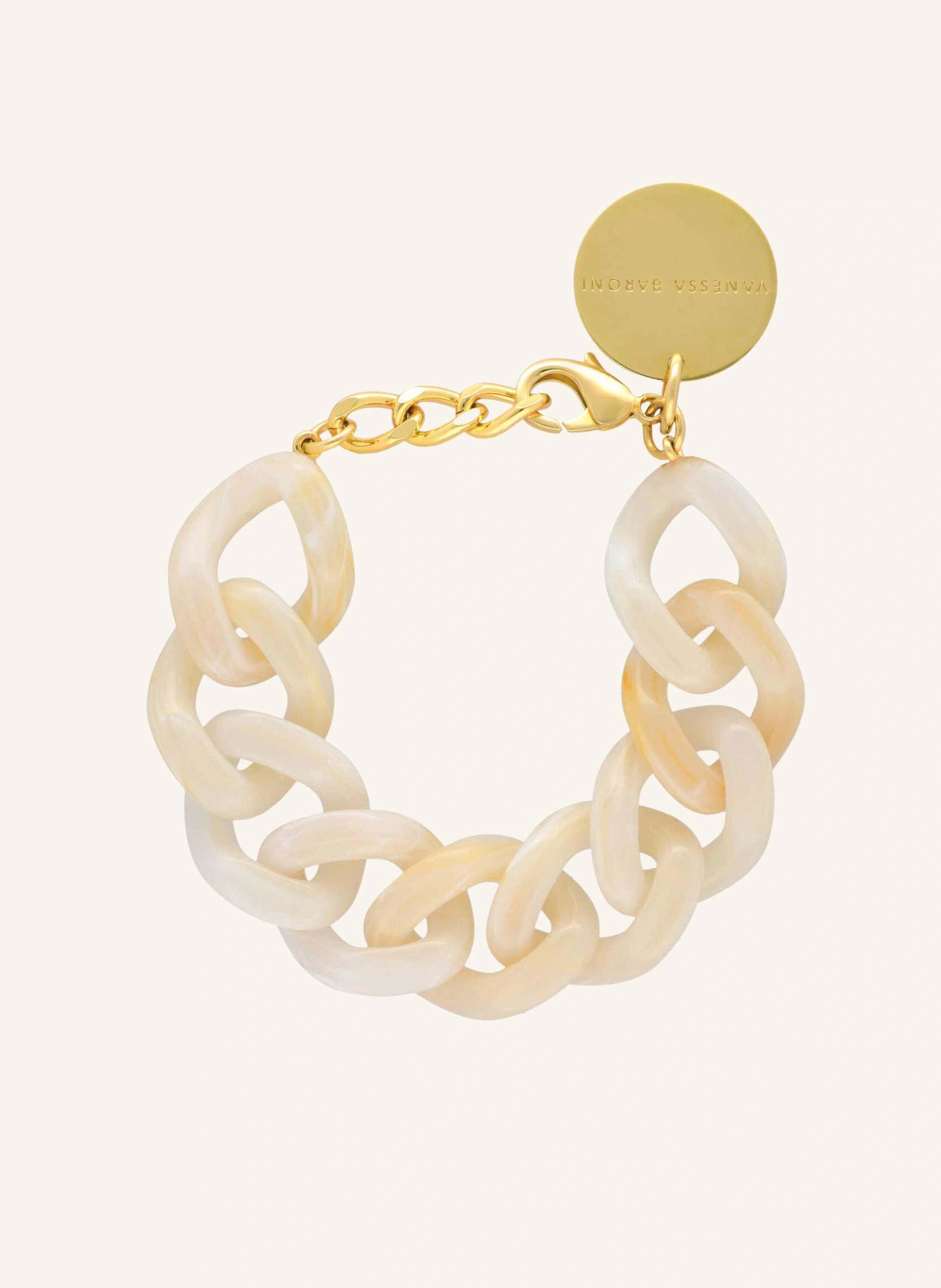VANESSA BARONI Armband FLAT CHAIN BRACELET PEARL MARBLE by GLAMBOU