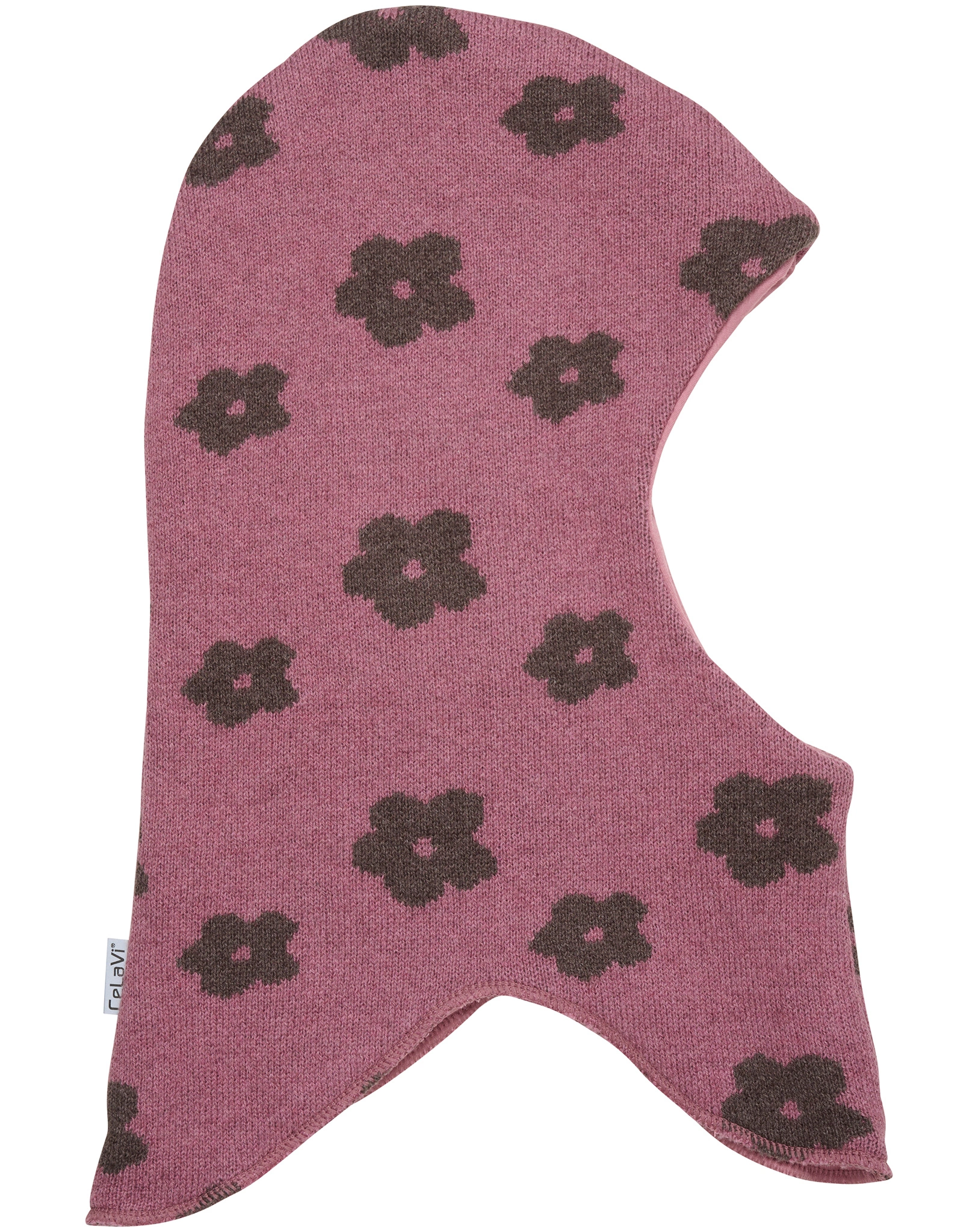 Schlupfmütze BALACLAVA FLOWER mit Wolle in mauve melange